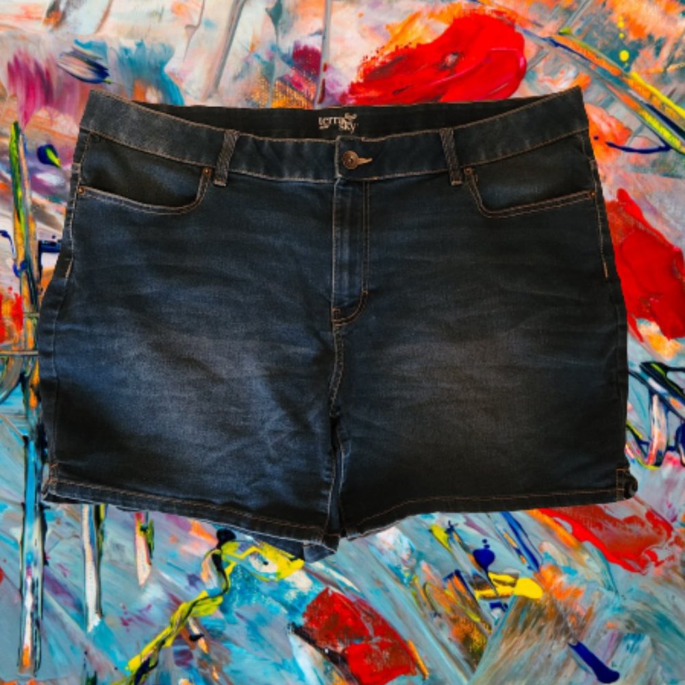 Terra & Sky Women's Plus Size High Rise Mom Jean Shorts -EUC